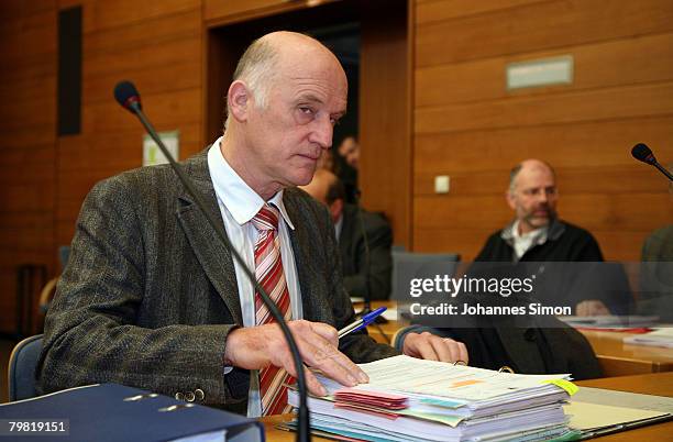 Defendant structural designer Ruediger Spitzauer waits for the opening of the third day of the Bad Reichenhall ice rink trial at court on February...