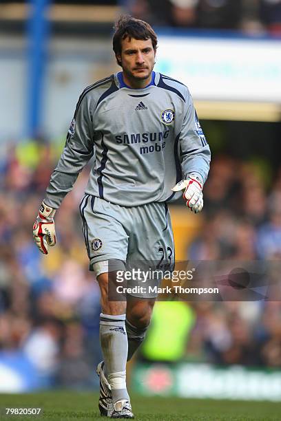 Carlo Cudicini of Chelsea in action during the FA Cup sponsored by E.ON 5th Round match between Chelsea and Huddersfield Town at Stamford Bridge on...