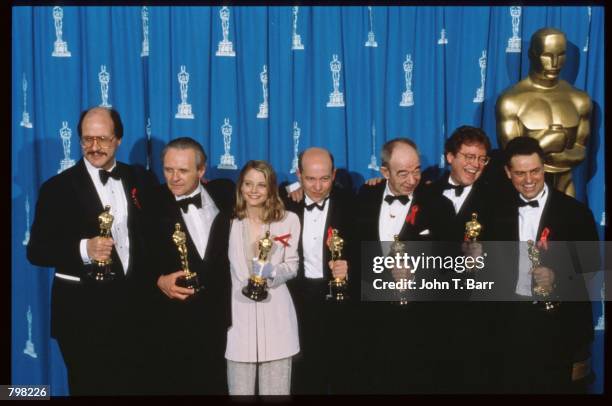 "Silence of the Lambs" cast and production winners hold their Oscars at the 64th annual Academy Awards March 30, 1992 in Los Angeles, CA. The Academy...