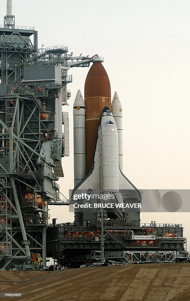 US space shuttle Endeavour is moved earl