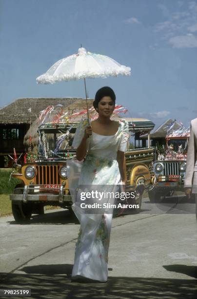 Imelda Marcos, the wife of President Ferdinand Marcos of the Philippines, in Nayong Pilipino Park, Manila, February 1972.