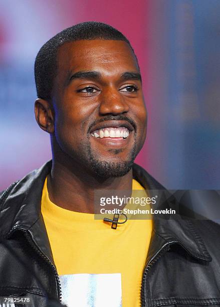 Rapper Kanye West during MTV's "TRL" announcing the nominations for the 2007 MTV Video Music Awards at MTV Studios in Times Square on August 7, 2007...