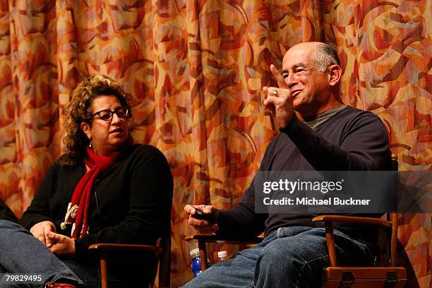 Writers Jenji Kohan and Gary David Goldberg attend the "That's Not Funny" panel discussion hosted by Humanitas at the Writer's Guild Association...