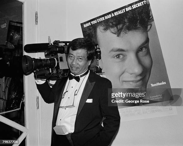 Tom Hanks "Big" movie poster greets arriving guests to the 1989 West Hollywood, California, Irving "Swifty Lazar annual "Oscar Viewing Party" held at...