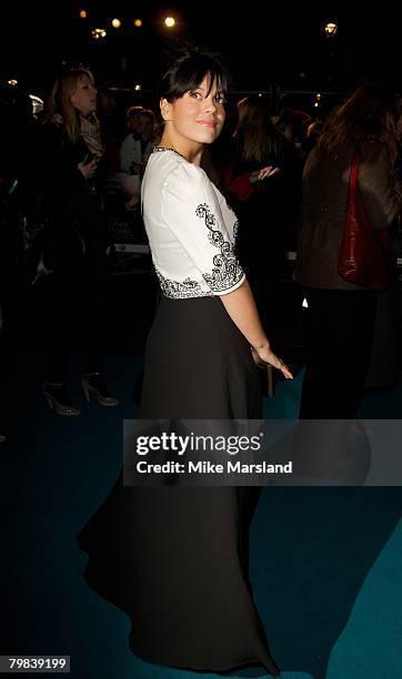 Lily Allen arrives at the Royal Premiere of "The Other Boleyn Girl" at the Odeon Leicester Square on February 19, 2008 in London, England.