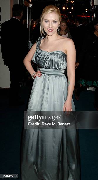 Scarlett Johansson arrives at the Royal and UK Film Premiere of 'The Other Boleyn Girl' in aid of The Cinema and Television Benevolent Fund, at the...