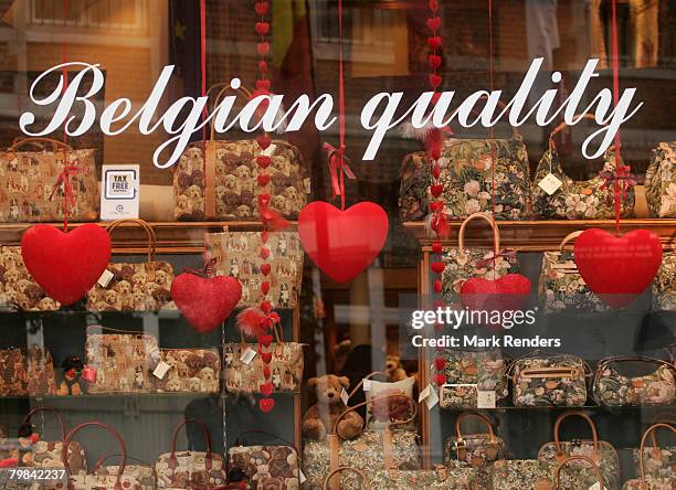 Chocolate shop is seen near la Grande Place on February 19, 2008 in Brussels, Belgium.