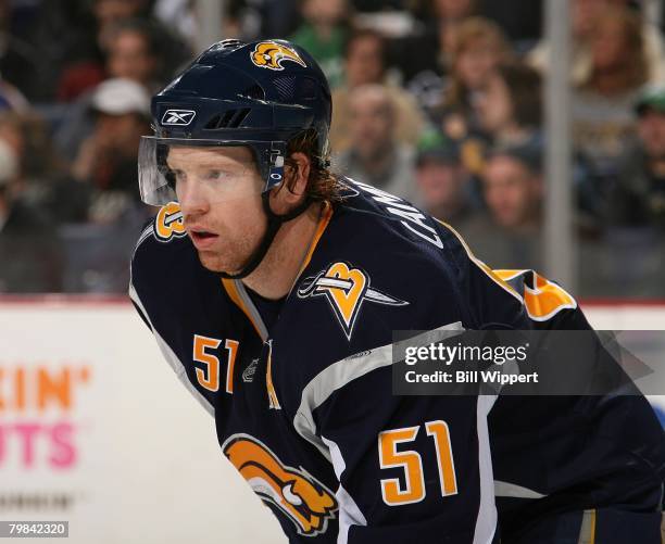 Brian Campbell of the Buffalo Sabres skates against the Pittsburgh Penguins on February 17, 2008 at HSBC Arena in Buffalo, New York.