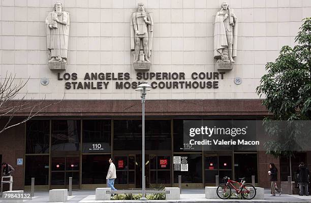 Man walks by the Los Angeles County Superior courthouse where Mark Vincent Kaplan, attorney for Kevin Federline, Britney Spears' ex-husband, attended...