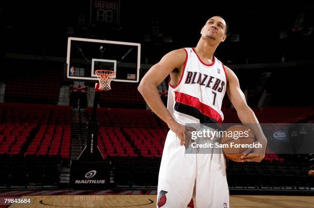 Brandon Roy of the Portland Trail Blazers poses during the Portland Trail Blazers Media Day on January 7, 2008 at The Rose Garden in Portland,...