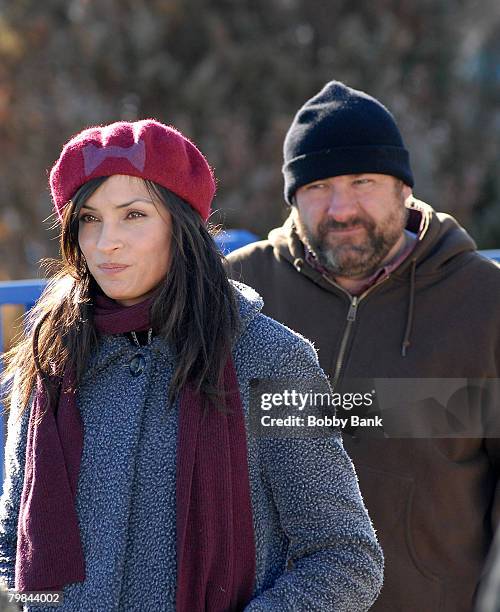 James Gandolfini and Famke Janssen on Location for "Kiddie Ride" Keansburg Amusement Park Keansburg New Jersey February 16 2008