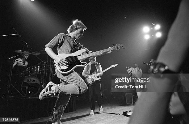 Drummer/percussionist Stewart Copeland, bassist/singer Sting, and guitarist Andy Summers of the Police perform at The Agora Ballroom on April 27,...