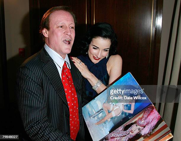 Patrick McMullen and Dita Von Teese attend the book release party for Patrick McMullan's "Glamour Girls" at The Terrace at the Sunset Tower Hotel on...