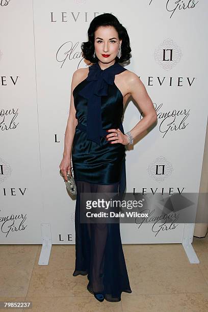 Dita Von Teese attends the book release party for Patrick McMullan's "Glamour Girls" at The Terrace at the Sunset Tower Hotel on February 19, 2008 in...
