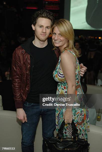Jen Garcia from People magazine and Joseph Dominick of Rockawear attend a GQ Magazine 2008 MAGIC event at the 40/40 Club in The Palazzo Hotel and...