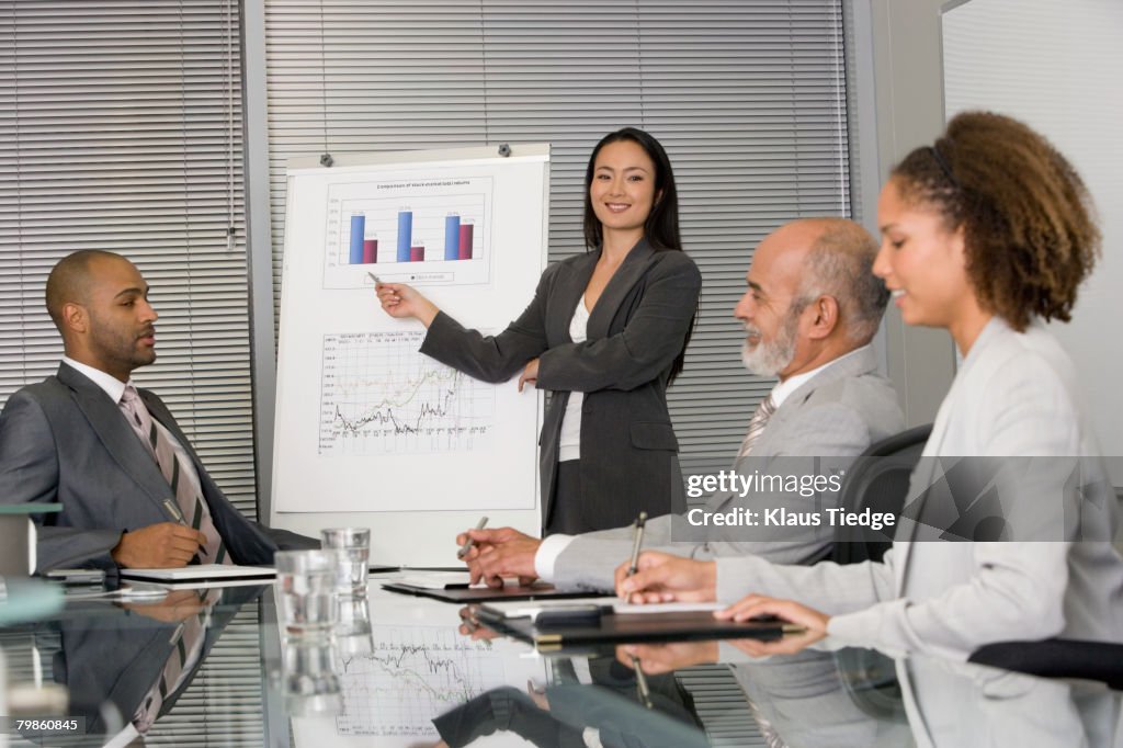 Asian businesswoman giving presentation