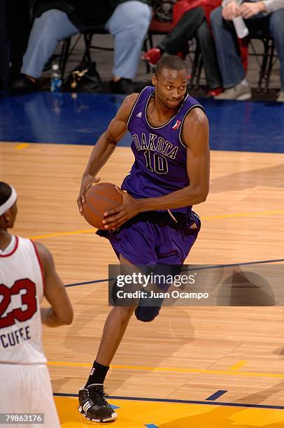 Rod Benson of the Dakota Wizards drives upcourt during the game against the Bakersfield Jam on February 2, 2008 at Rabobank Arena in Bakersfield,...