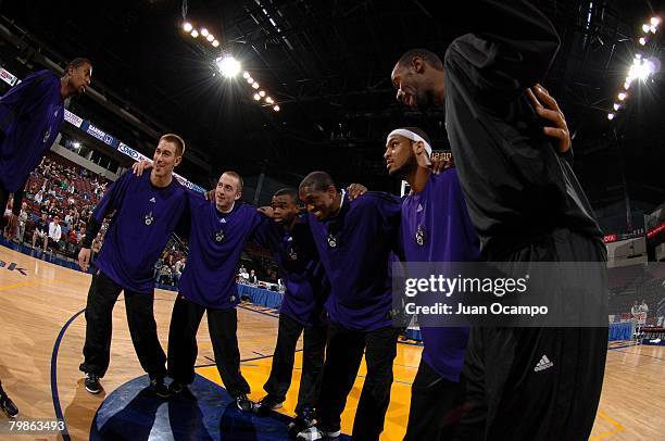 The Dakota Wizards huddle before the game against the Bakersfield Jam on February 2, 2008 at Rabobank Arena in Bakersfield, California. The Jam won...