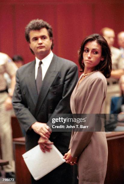 Designer Heidi Fleiss stands in court August 11, 1993 in Los Angeles, CA. A Los Angeles judge gave "Hollywood madam" Heidi Fleiss 37 months jail time...