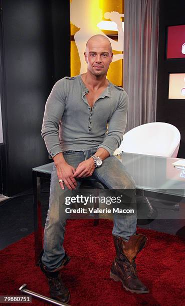 Joey Lawrence, judge, poses on the set of TotalPopStar.com on February 20, 2008 in North Hollywood, California.