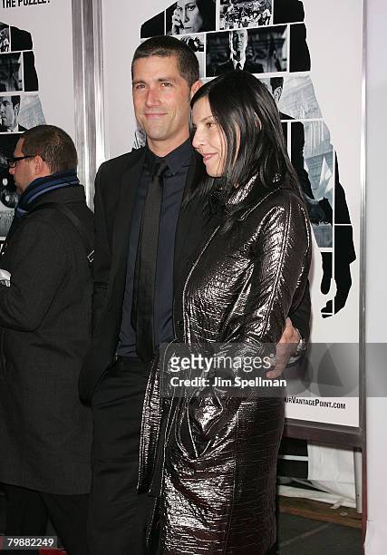 Matthew Fox and Margherita Ronchi arrives at the "Vantage Point" premiere at the AMC Lincoln Square on February 20, 2008 in New York City.