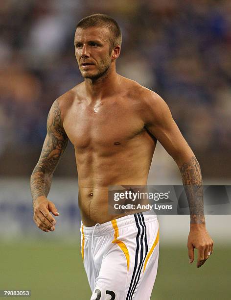 David Beckham of the Los Angeles Glaxy is pictured after the game against Gamba Osaka during the Pan Pacific Championships on February 20, 2008 at...