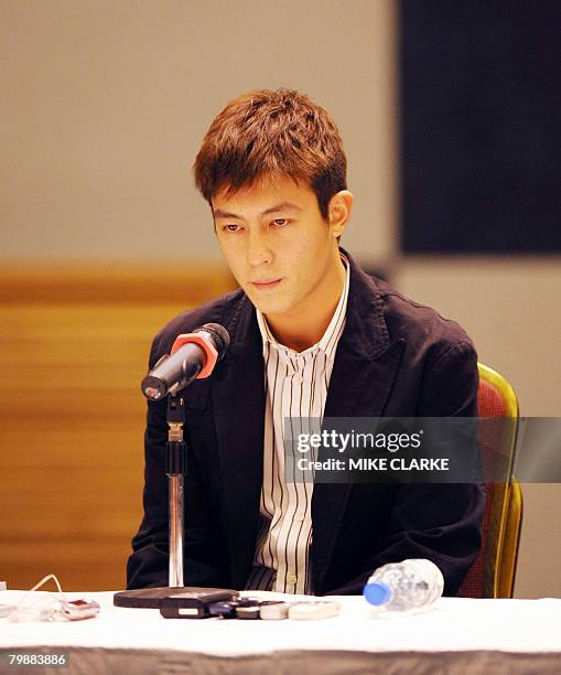 Hong Kong actor-singer Edison Chen faces the media at a hastily convened press conference in Hong Kong February 21, 2008. At least seven stars have...