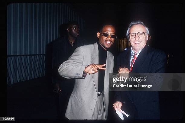 Comedian Martin Lawrence poses with actor Dennis Hopper April 4, 1994 in Las Vegas, NV. Celebrities gathered for the heavyweight title fight between...