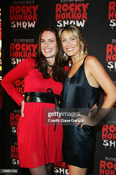 Actress Jolene Anderson and Actress Allison Cratchley arrives for the "Rocky Horror Show" at Star City on February 20, 2008 in Sydney, Australia.