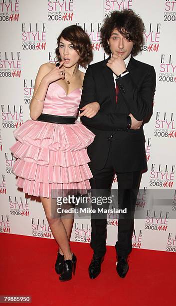 Alexa Chung and Alex Zane arrive at the Elle Style Awards 2008 at The Westway on February 12, 2008 in London, England.