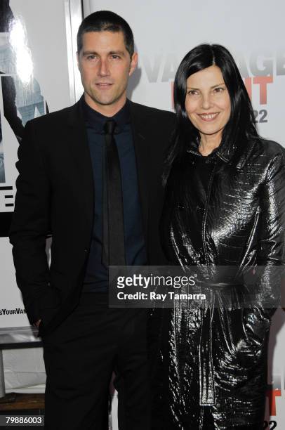 Actor Matthew Fox and his wife Margherita Ronchi attend the "Vantage Point" Premiere at AMC Lincoln Square on February 20, 2008 in New York City.