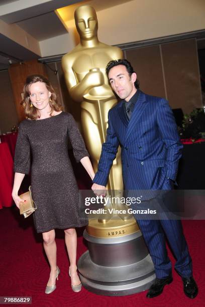 Charlotte Asprey and Francesco Quinn attend the 80th Academy Awards - Shorts! Reception and Screening at the Academy of Motion Picture and Sciences...