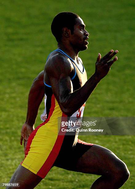 Peter Tuccandidgee of Australia runs during the men's 400m B race during the Melbourne Athletics Grand Prix IAAF World Athletics Tour meeting at...