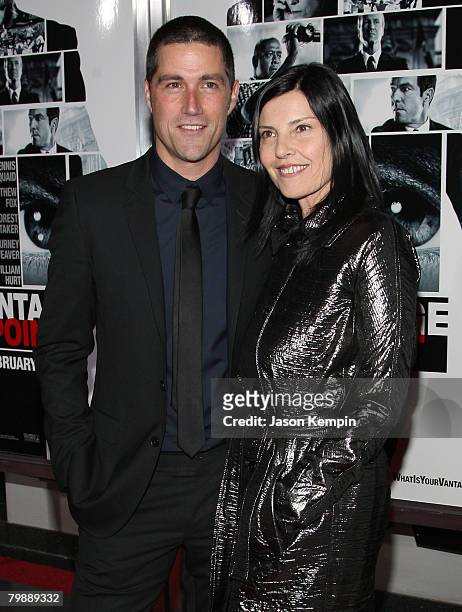 Matthew Fox and Margherita Ronchi attend the premiere of "Vantage Point" at the AMC Lincoln Square Cinema on February 20, 2008 in New York City.