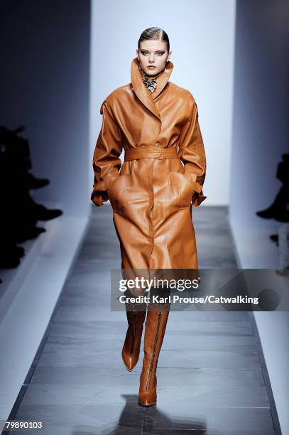 Model walks the runway wearing the Daks Fall/Winter 2008/2009 collection during Milan Fashion Week on the 20th of February 2008 in Milan, Italy.