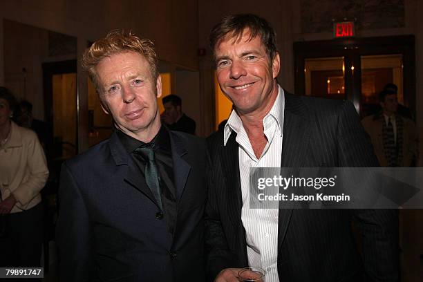 Pete Travis and Dennis Quaid attend the "Vantage Point" after party at the Metropolitan Club on February 20, 2008 in New York City.