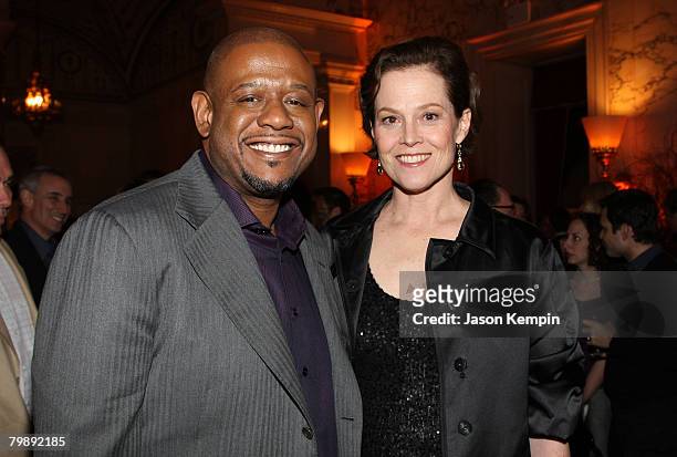 Forest Whitaker and Sigourney Weaver attend the "Vantage Point" after party at the Metropolitan Club on February 20, 2008 in New York City.
