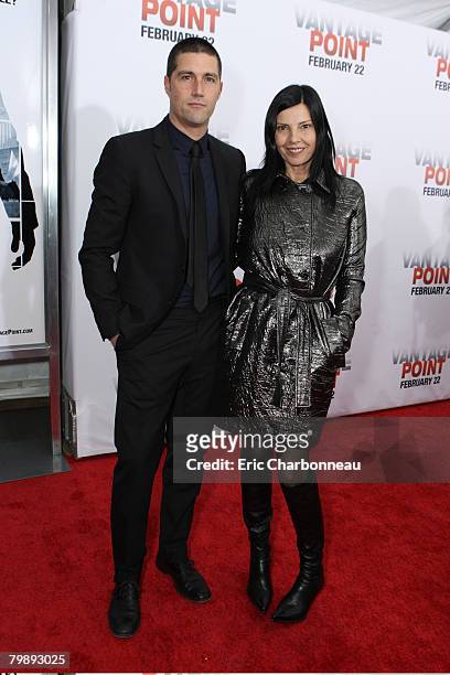 Matthew Fox and Margherita Ronchi at the Columbia Pictures World Premiere of 'Vantage Point' on February 20, 2008 at the AMC Lincoln Square in New...