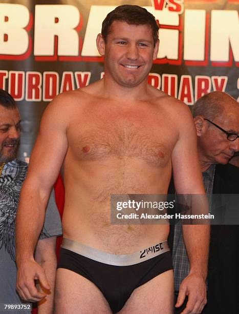 Sultan-Achmed Magomedsalichowitsch Ibragimov of Russia attends the weigh in at the Madison Square Garden on February 21, 2008 in New York, United...