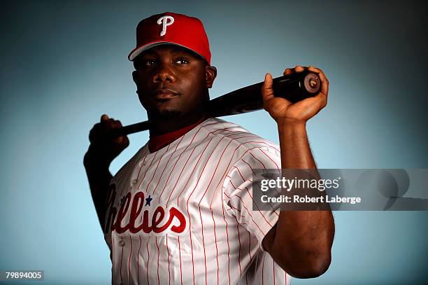 Ryan Howard of the Philadelphia Phillies poses for a portrait during the spring training photo day on February 21, 2008 at Bright House Field in...