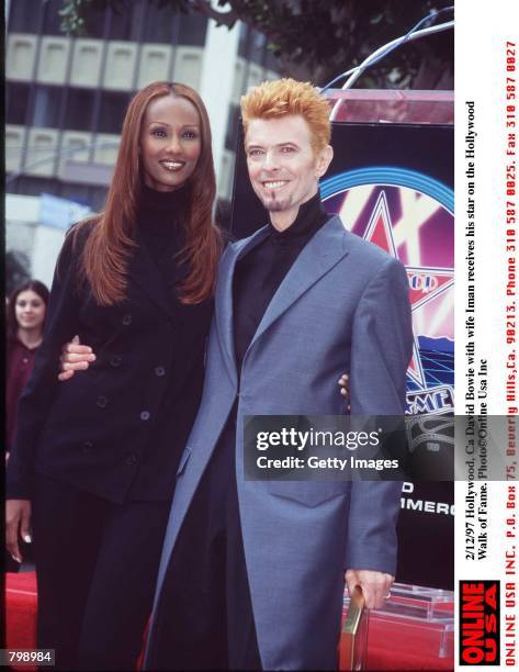 Hollywood, Ca David Bowie with wife Iman Receives his star on the Hollywood Walk of Fame.