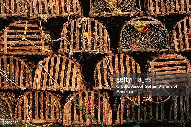 stack of lobster traps - ニューハーバー ストックフォトと画像