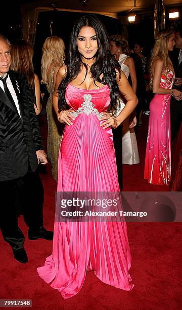 Actress Alejandra Espinoza arrives at the Premio Lo Nuestro Latin Music Awards at the American Airlines Arena on February 21, 2008 in Miami, Florida.