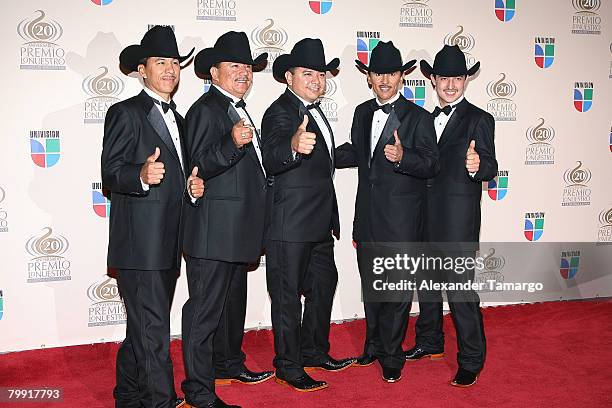 Alegres de la Sierra arrive at the Premio Lo Nuestro Latin Music Awards at the American Airlines Arena on February 21, 2008 in Miami, Florida.