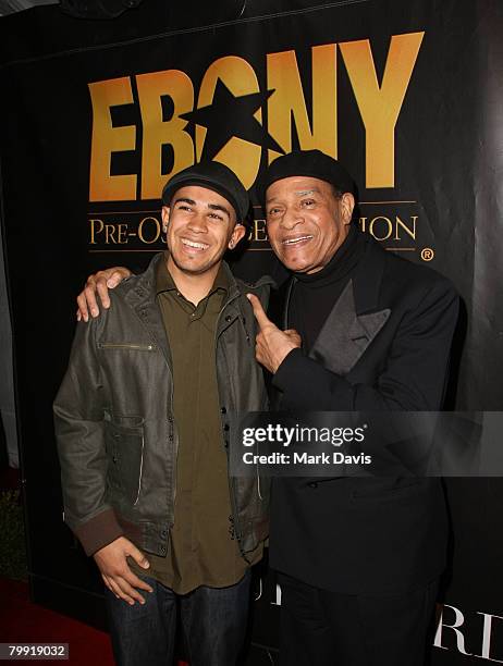 Singer and musician Al Jarreau and son Ryan Jarreau arrive at the Ebony Magazine Pre-Oscar Celebration-Take 4 held at Boulevard 3 on February 21,...