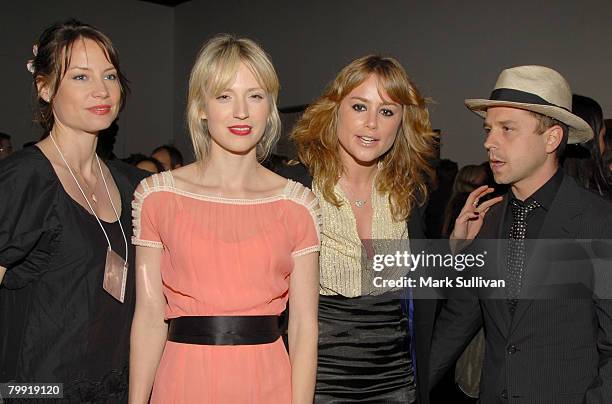 Brie Shaffer, Beth Riesgraff, Anine Bing and actor Giovanni Ribisi attend The Bryten Goss 2008 Memorial Exhibition held at Track 16 Gallery on...