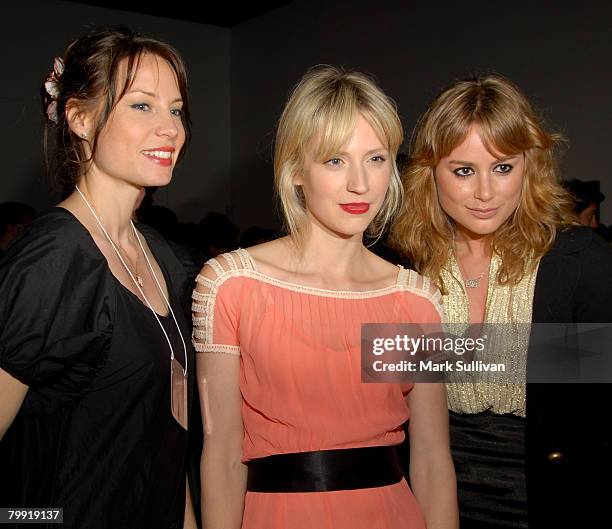 Brie Shaffer, Beth Riesgraff and Anine Bing attend The Bryten Goss 2008 Memorial Exhibition held at Track 16 Gallery on February 21, 2008 in Santa...