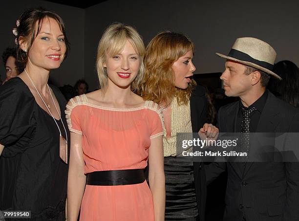 Brie Shaffer, Beth Riesgraff, Anine Bing and actor Giovanni Ribisi attend The Bryten Goss 2008 Memorial Exhibition held at Track 16 Gallery on...