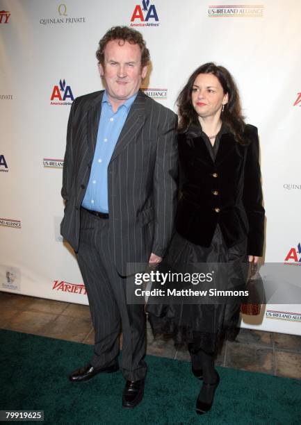 Colm Meaney and Ines Glorian arrives to the US-Ireland Alliance Pre-Academy Awards at the Wilshire Ebell Theatre on February 21, 2008 in Los Angeles,...