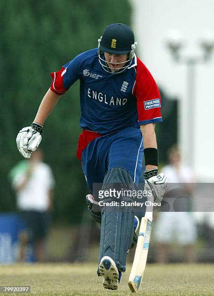 Billy Godleman of England makes another single during the ICC U/19 Cricket World Cup group stage match between England and Bangladesh held at the...